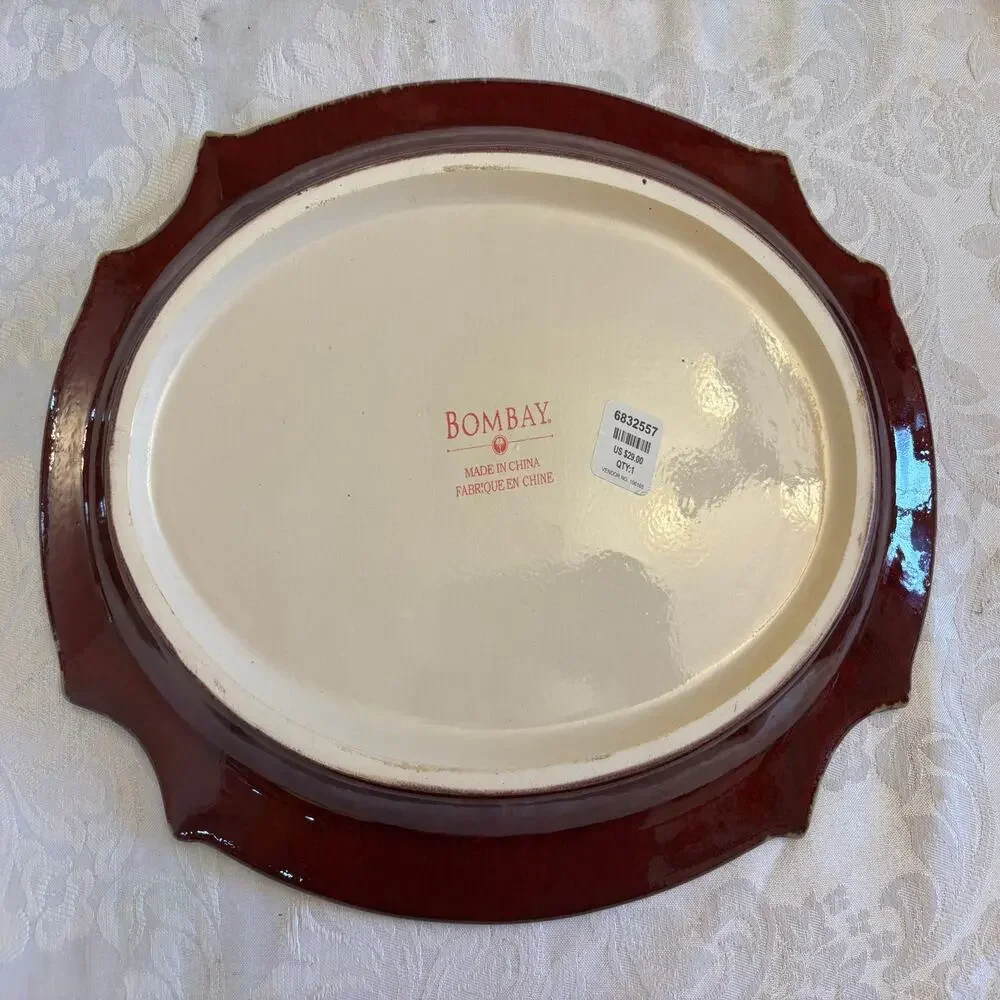 Vintage Bombay Company Tudor Stoneware Serving Platter & Bowl Set